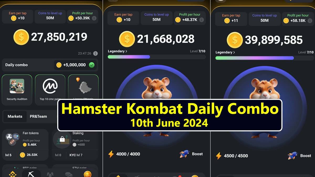 Hamster Kombat Daily Combo 10th June 2024