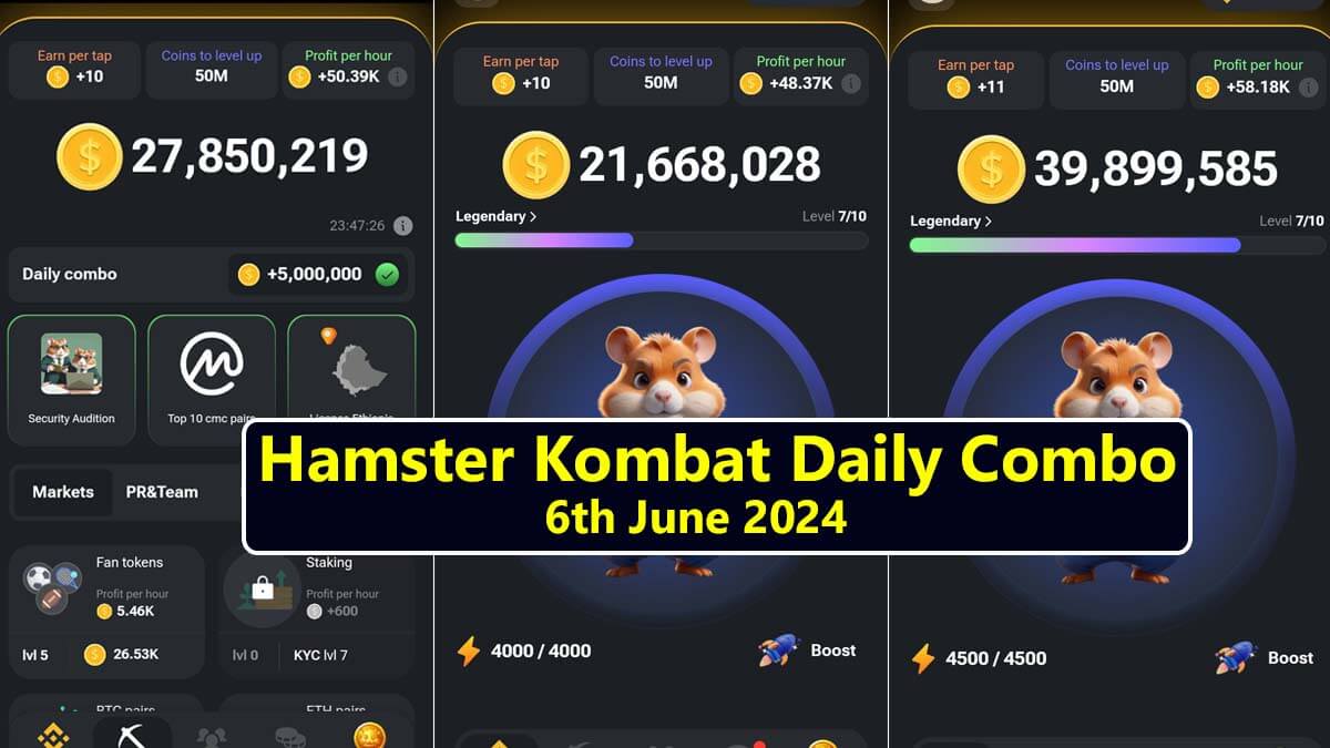 Hamster Kombat Daily Combo 6th June 2024