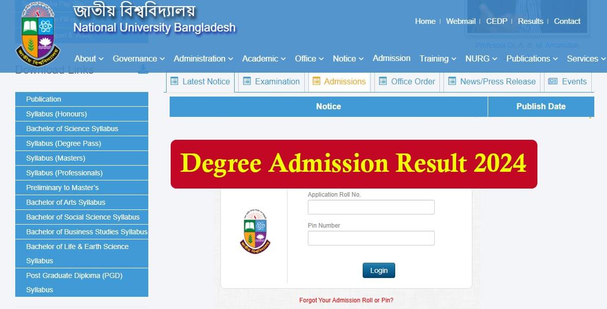 Degree Admission Result 2024