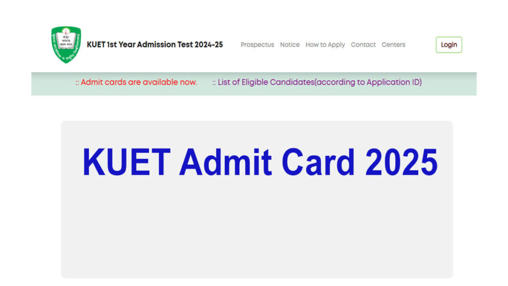 KUET Admit Card 2025 Released